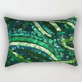 Green Art Deco Sequins Rectangular Pillow
