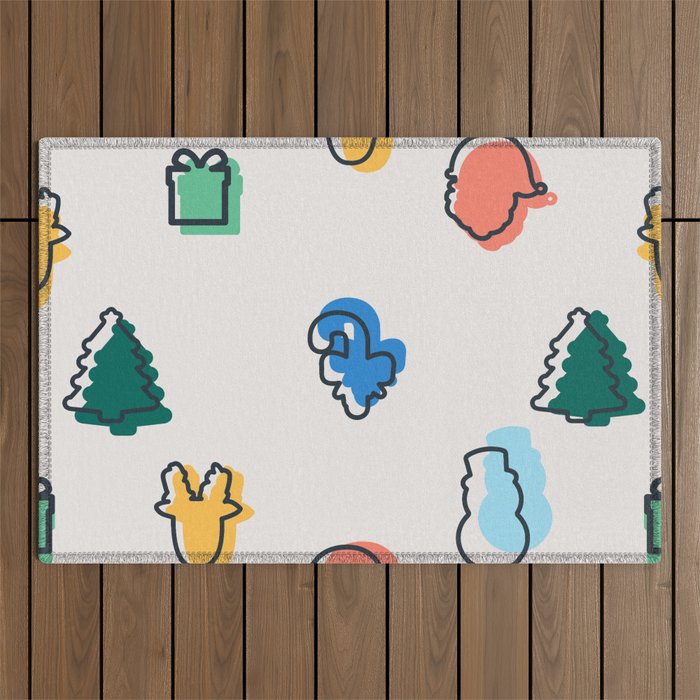 Christmas Element Seamless Pattern Outdoor Rug