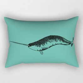 Narwhal Narwhale I love you on Aqua Rectangular Pillow