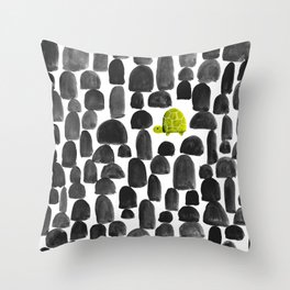 Turtle in Stone Garden Throw Pillow