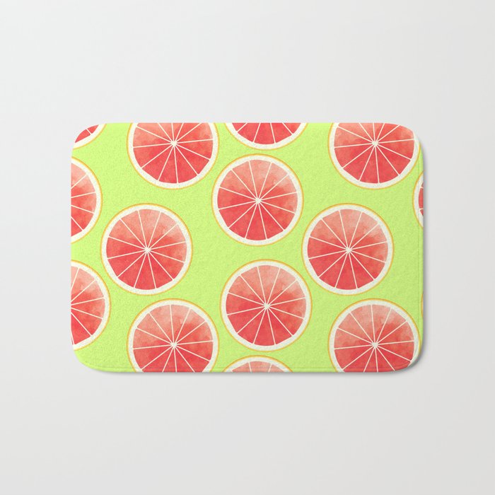 Pink Grapefruit Slices Pattern Bath Mat