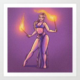 Fire Dancer Pinup Art Print