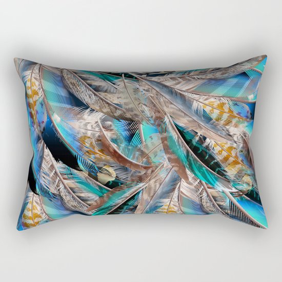 Fashion pattern with blue feathers. Trendy design Rectangular Pillow