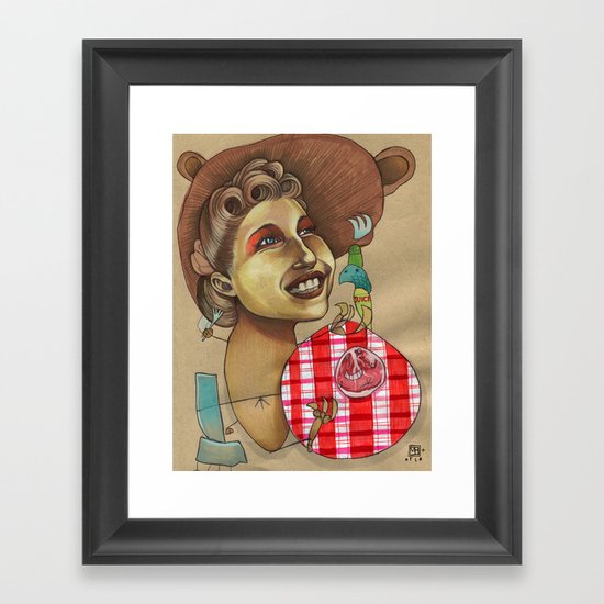 Lion Picnic Framed Art Print