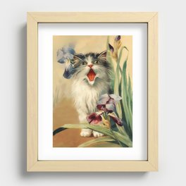 “Cat and Irises” by Maurice Boulanger Recessed Framed Print