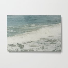 Dutch vintiage beach waves - retro blue summer surfing - coastal travel photography Metal Print