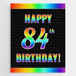 [ Thumbnail: Fun, Colorful, Rainbow Spectrum “HAPPY 84th BIRTHDAY!” Jigsaw Puzzle ]