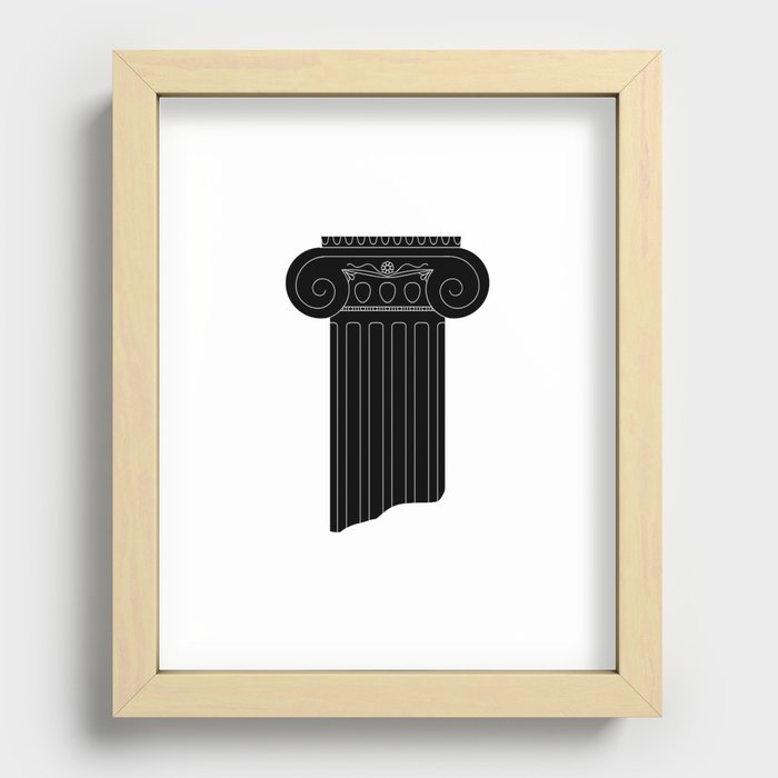 Vintage black and white greek column cartoon  Recessed Framed Print