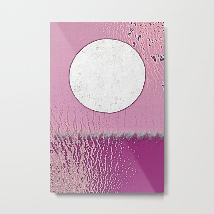 Moon Tides Ocean Minimalist on Cloth Berry Pink Metal Print