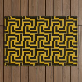 Minimal Classic Roman Pattern Yellow Gold Outdoor Rug