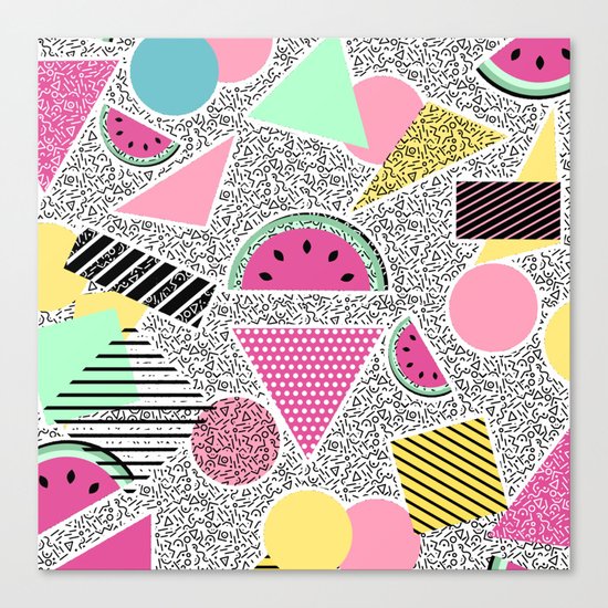 Modern geometric pattern Memphis patterns inspired Canvas Print