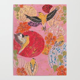 Finches and Lanterns Poster