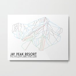 Jay Peak, VT - Minimalist Trail Art Metal Print
