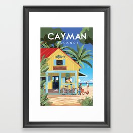 Cayman Islands travel poster tropical Framed Art Print