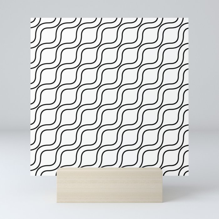 Monochrome Wavy Pattern Mini Art Print