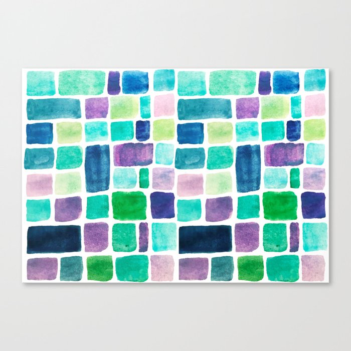 Cool Watercolor Blocks Canvas Print