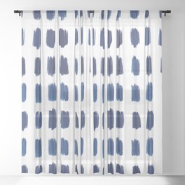 Indigo Abstract Brush Strokes | No. 6 Sheer Curtain
