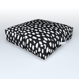 Handmade polka dot brush strokes (black and white reverse dalmatian) Outdoor Floor Cushion