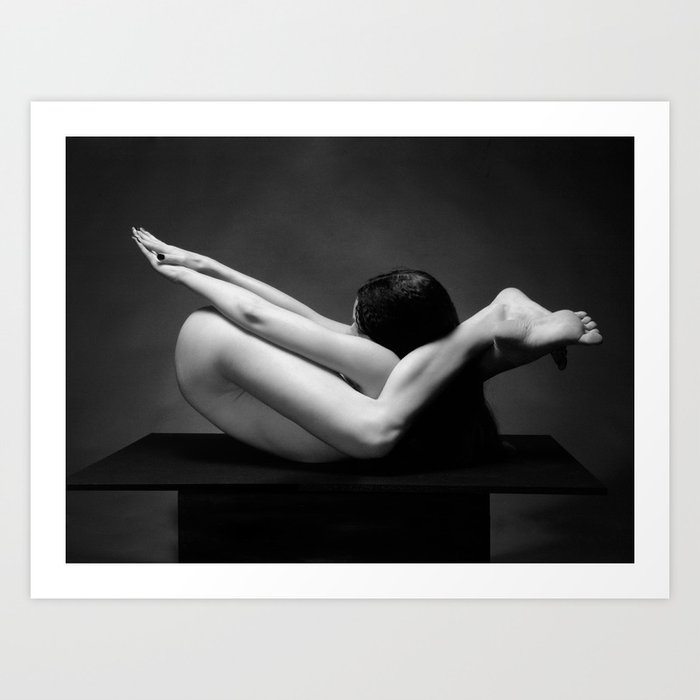 7487 Mak Flexible Nude Woman Erotic Black White Naked Girl On Platform Art Print By Artonline Society6
