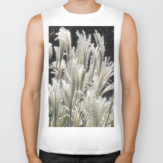 Silver Grass Plumes Biker Tank