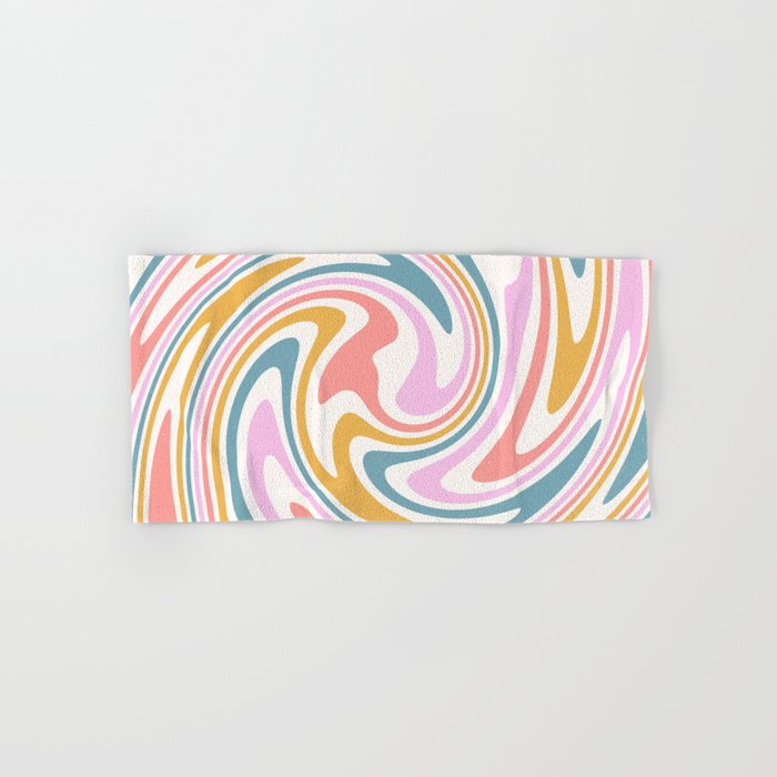 Swirl Wavy Abstract Colorful 70s Hand & Bath Towel