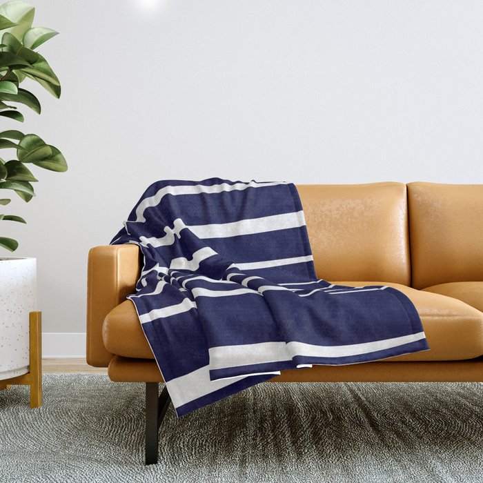 White and store navy throw blanket