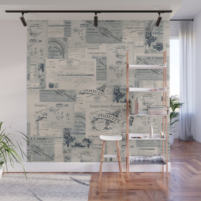 Seamless Ephemera Handwriting Design Wall Mural