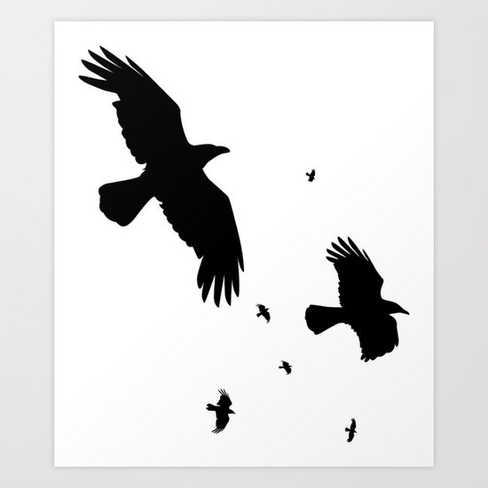 Virus resterende kultur Crows or Ravens In Flight Minimalist Silhouette Art Print by taiche |  Society6