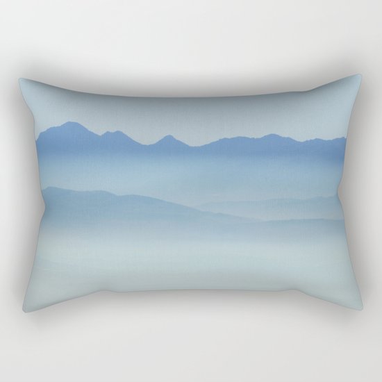 "Misty mountains". Blue hour Rectangular Pillow