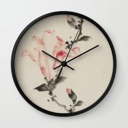 Pink Blossom on a Stem, Japanese fine art Wall Clock | Sakurablossoms, Japaneseart, Cherrytrees, Ukiyoemovement, Mountfuji, Japanesestyle, Japanese, Ukiyoestyle, Japaneseflowers, Dressart 