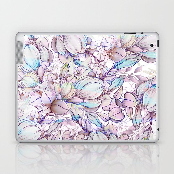 Rose gold lavender teal pink glitter floral watercolor Laptop & iPad Skin