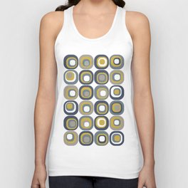 Mid Century Modern Stacked Squares in Blue, Grey, Beige, Yellow and White Unisex Tank Top