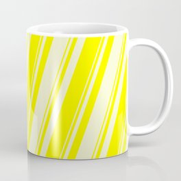 [ Thumbnail: Yellow and Light Yellow Colored Lines/Stripes Pattern Coffee Mug ]