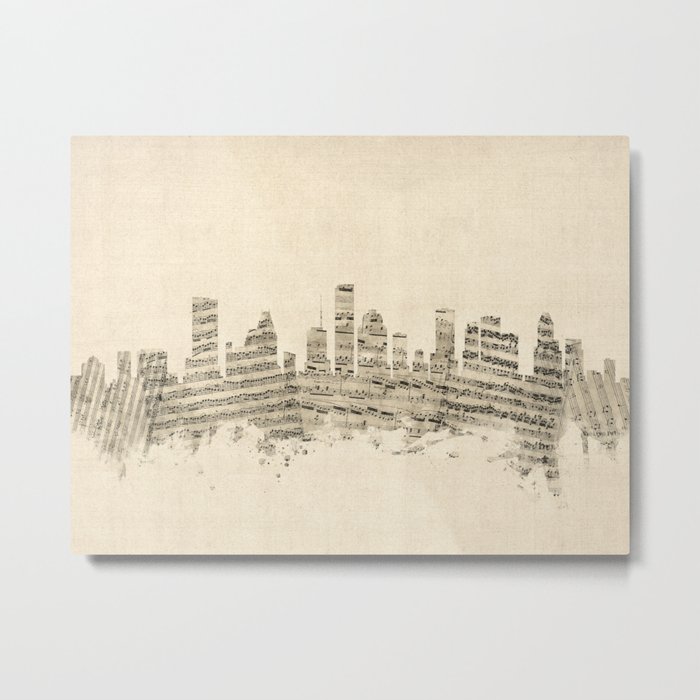 Houston Texas Skyline Sheet Music Cityscape Metal Print