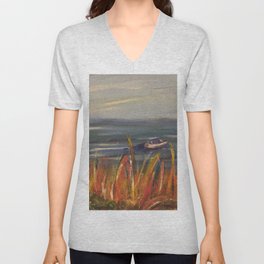 Boats on the Water V Neck T Shirt