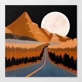 Trough tall pines and mountain peaks Canvas Print