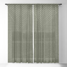 Lines (Olive Green) Sheer Curtain