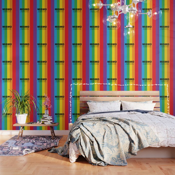 65 MCMLXV LGBT Mismo Amor Rainbow Stripe Pattern Wallpaper