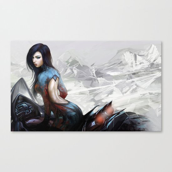 Huh... Hot girl on motorcycle Canvas Print