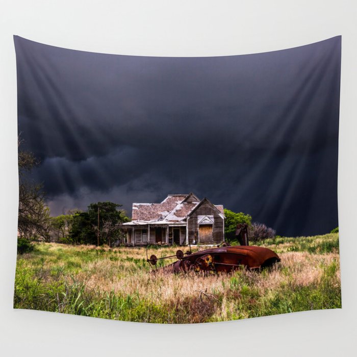 This Old House - Abandoned Home and Cotton Gin in Texas Wall Tapestry