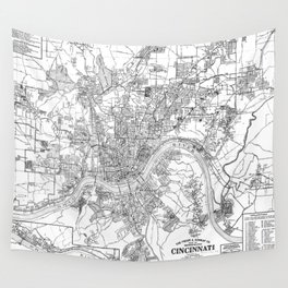 Vintage Map of Cincinnati Ohio (1915) BW Wall Tapestry | Atlas, Cincinnatiohio, Cincinnati, Historical, Ohio, Drawing, Old, Map, Vintage, Cartograph 