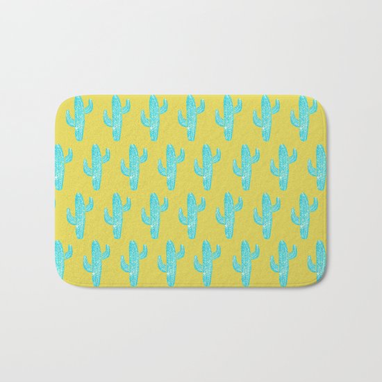 Linocut Cacti Desert Bath Mat