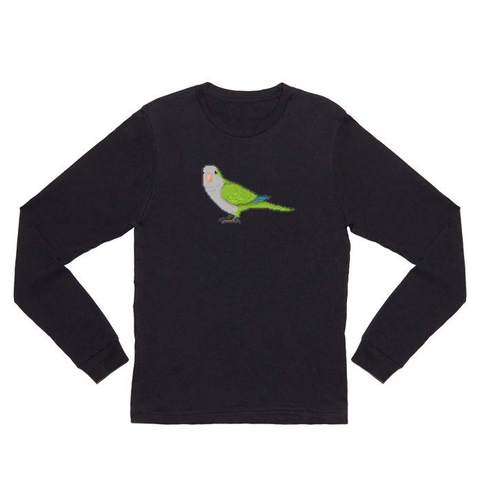 Pixel / 8-bit Parrot: Green Quaker Parrot Long Sleeve T Shirt