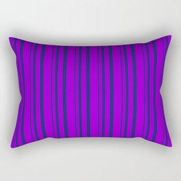 [ Thumbnail: Dark Violet & Midnight Blue Colored Stripes Pattern Rectangular Pillow ]