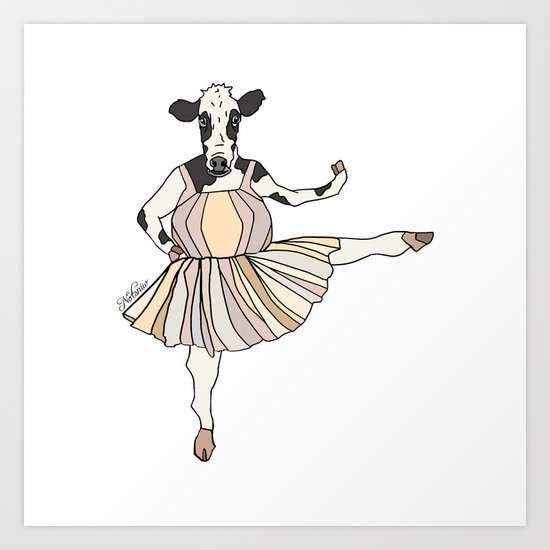 Cow Ballerina Tutu Art Print