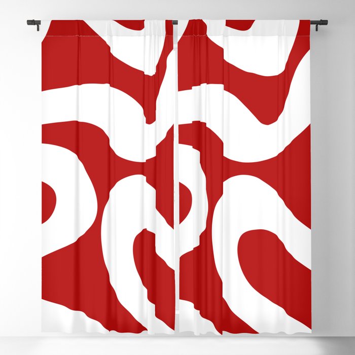 Abstract waves - red Blackout Curtain