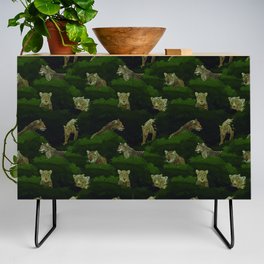 seamless pattern of hidden leopards among green foliage Credenza