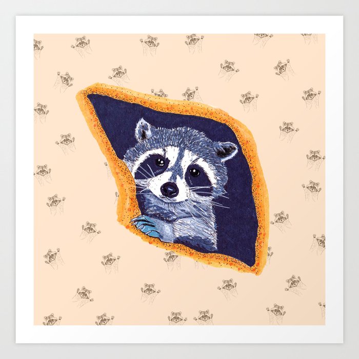 Peeking Raccoons # 2 Beige Pallet Art Print