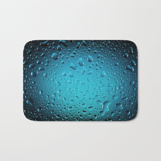 Stylish Cool Blue water drops Bath Mat