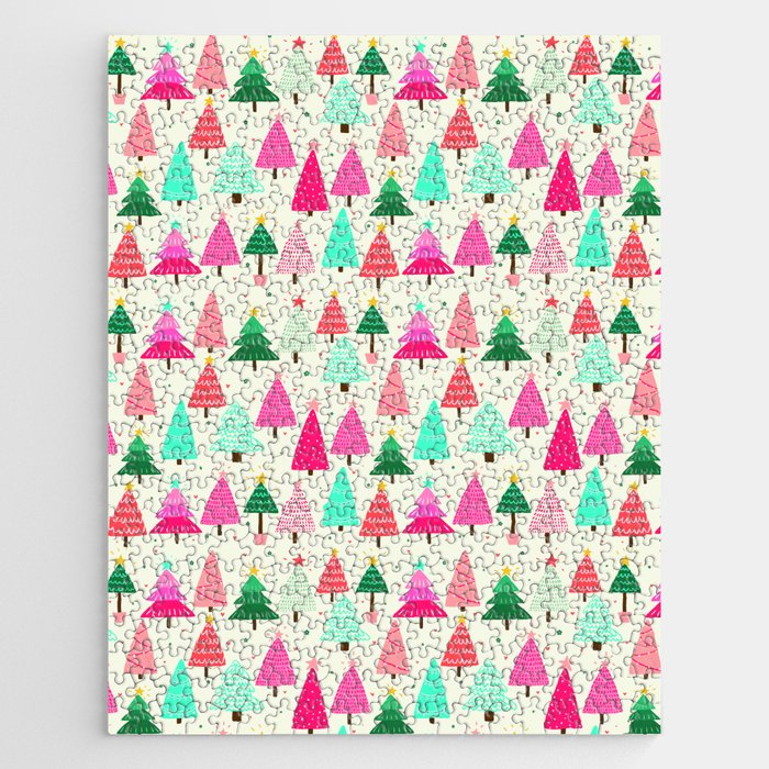 Christmas Trees - Pink and Cream Palette | Palette Jigsaw Puzzle
